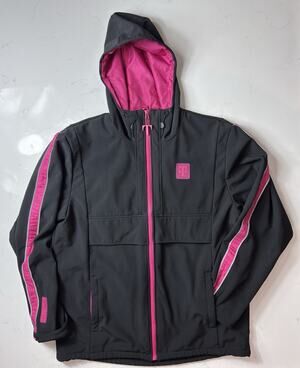 T-Mobile Truck Jacket Men's XL Black Pink Full Zip Hooded Logo Employee Workwear
